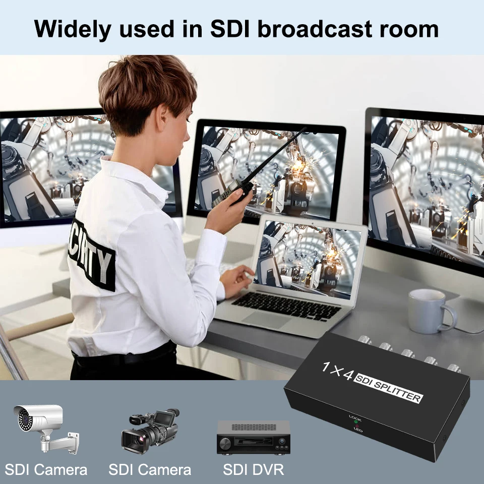 1x4 3G/HD/SD-SDI Eloszlás Erősítő videó SDI splitter vel  Adapter