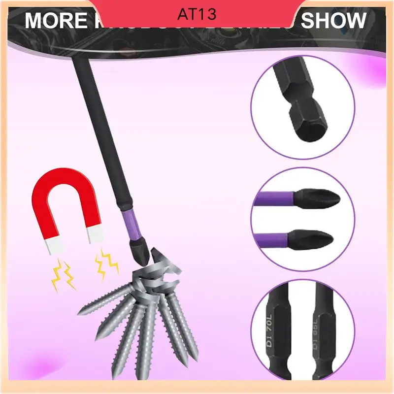 

AT13 12PCS 25-150Mm Magnetic Impact Bit Anti-Slip Screwdriver Bit Set For Power Drilling