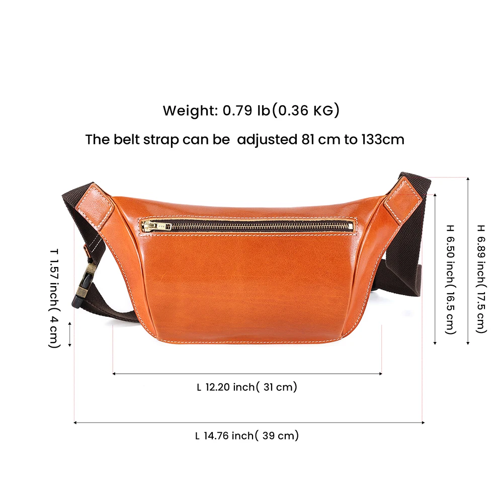 JOYIR Genuine Leather Men Fanny Pack Waist Bag for Men Belt Bag Phone Outdoor Travel Waist Pack Male Chest Bag with YKK Zipper