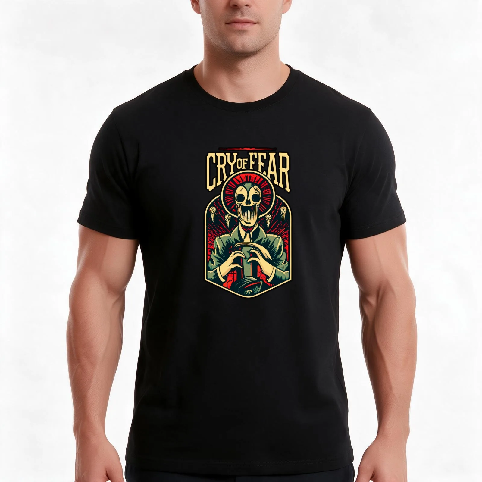 Cry Of Fear T-Shirt, Summer Casual Cotton Tee, Oversized Streetwear Tops, Vintage Graphic Print, Loose Fit Short Sleeve