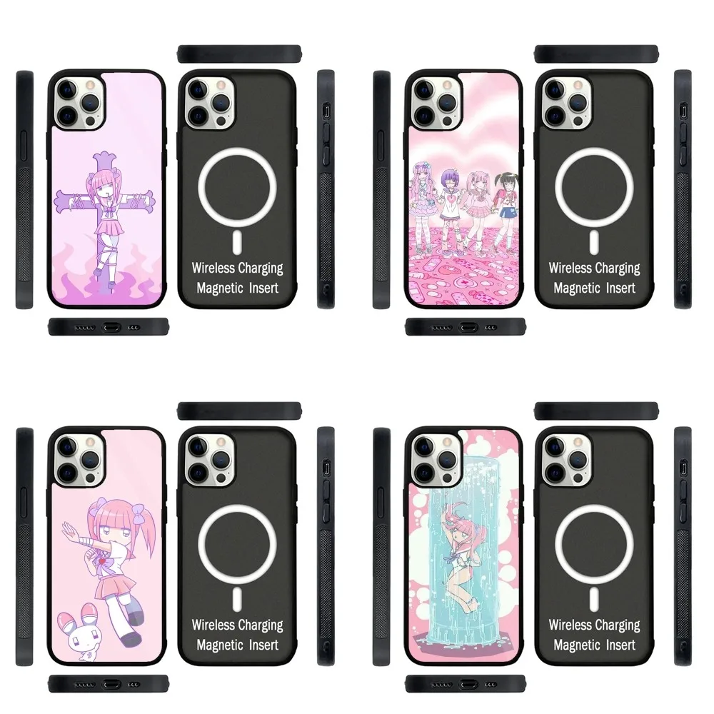 M-Menhera Chan Comic Phone Case Strong Magnetic For IPhone 16,15,14,13,Pro,Max,Plus,11,12,Mini For Magsafe Wireless Charging