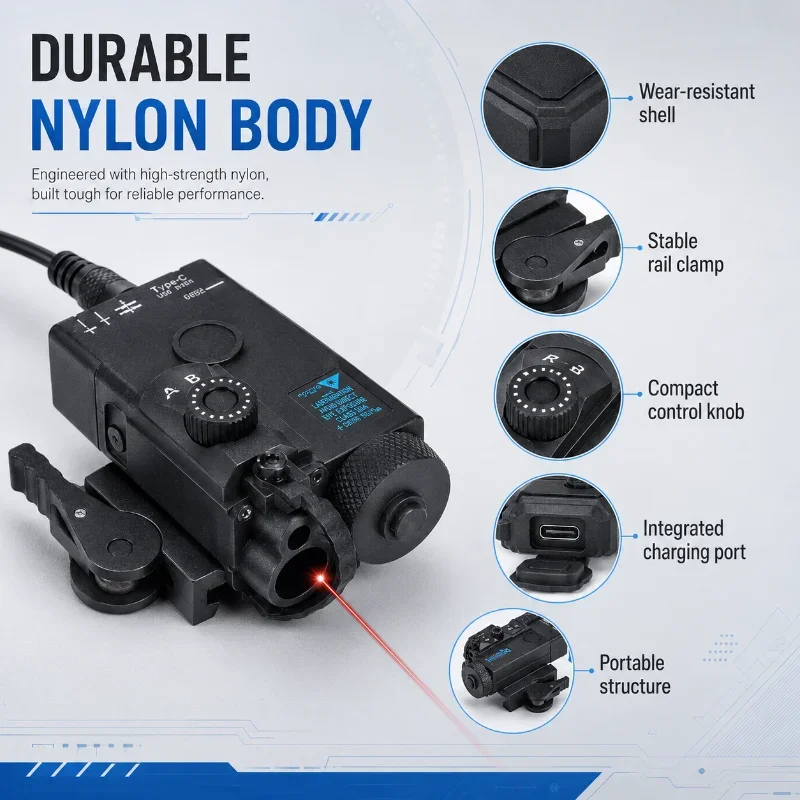 20mm Picatinny Rail Compatible MINI-A2 Side Mount Alignment Unit Lightweight Nylon Type-C Rechargeable Toy Parts