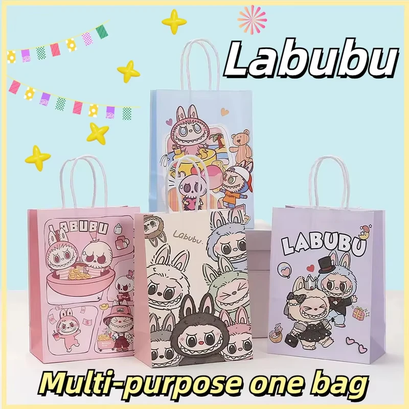 10Pcs Cute Cartoon Labubu Bag Shopping Portable Paper Bag Jewelry Store Small Gift Bag Birthday Wedding Baking Packaging Bag