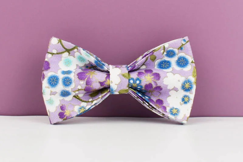 Adjustable Dog Harness Printed Purple Soft Cotton Personalized Dog Collar Leashes Harness Bow Set Dog Accessories Flowers 03