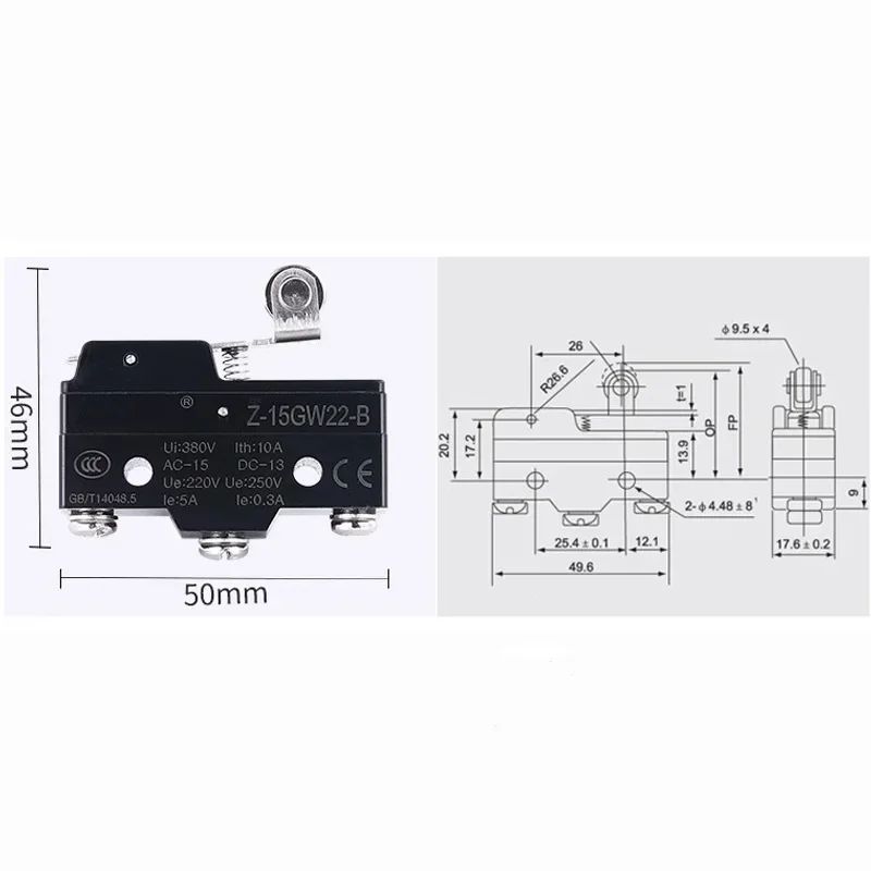 1PCS Z-15GW22-B Short Roller Hinge Normally Open/Close NO NC Micro Lever Limit Switch Z15GW22B fast delivery
