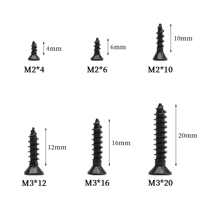 20/50pcs M2 M3 Small Micro Carbon Steel Cross Phillips Flat Countersunk Pan Head Self Tapping Wood Screw Machine Laptop Screws