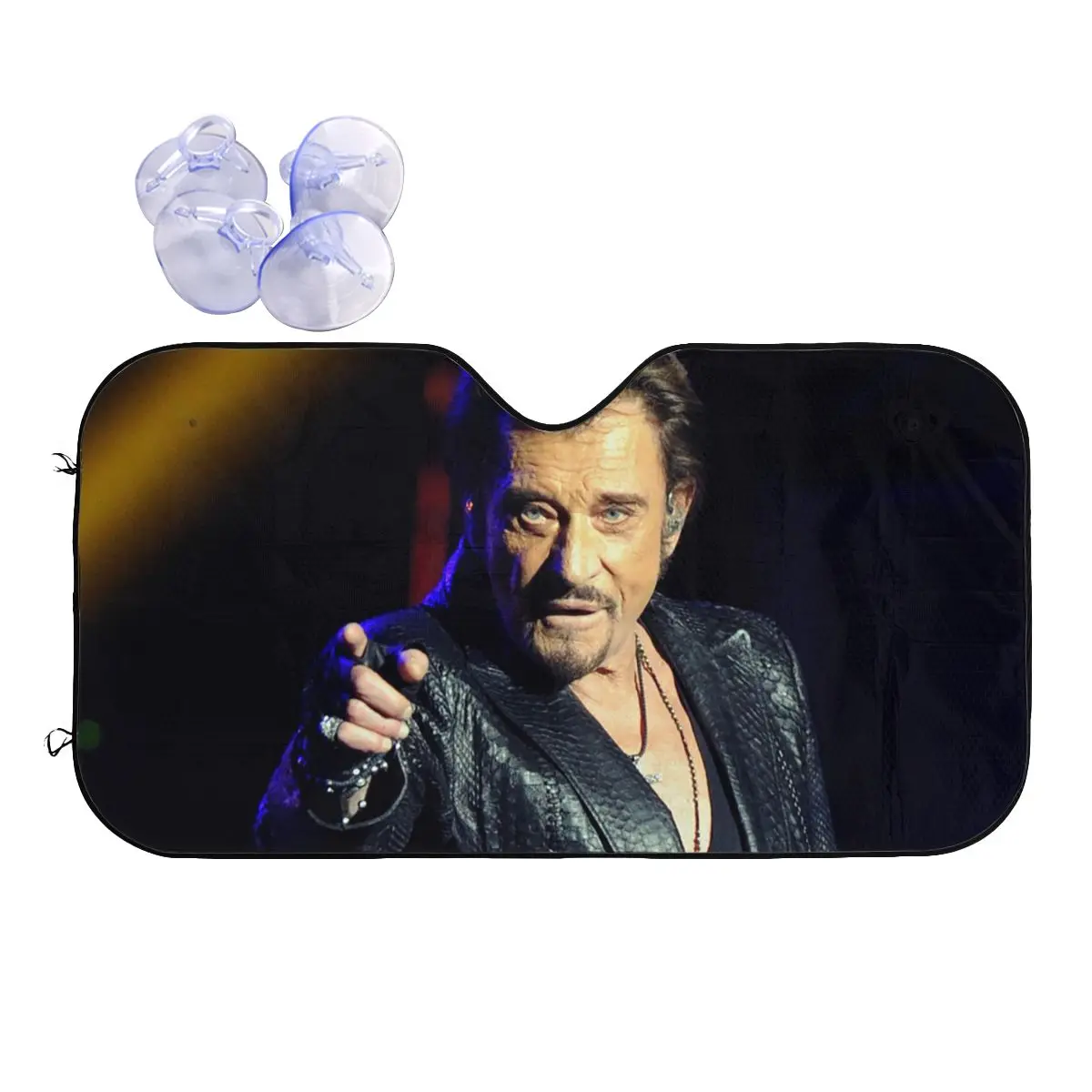 

Johnny Hallyday Rock Star Foldable Sunshade Windscreen 70x130cm Singer Aluminium Foil Car Sunshade Ice Shield Dust Protection