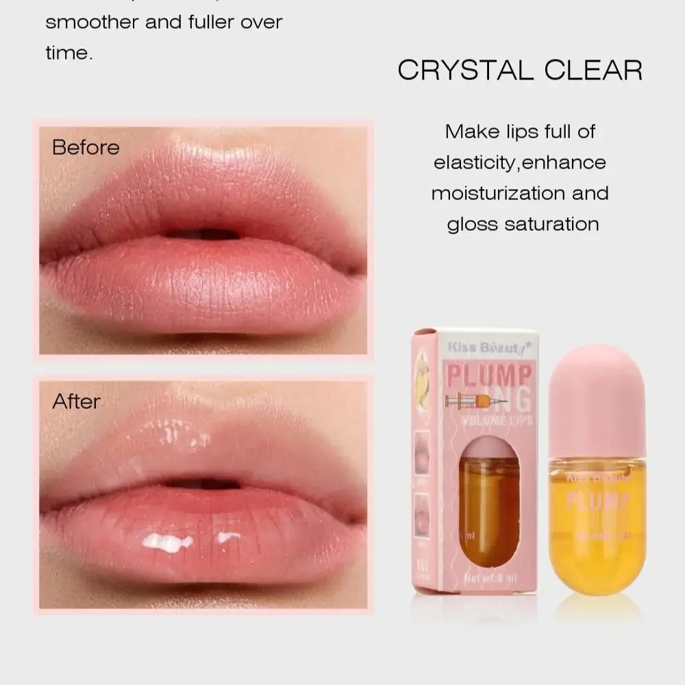 Long Lasting Lip Plumper Oil, Gloss instantâneo, Máscara de dormir, Aumenta o volume dos lábios, desvanecer-se Lip Lines, Lip Serum, Colágeno, Novo