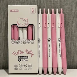 Sanrio Hello Kitty Kawaii Anime Black Pen Cute Sweet Cinnamoroll Kuromi Cartoon Gel Pen Lovely Quick-Dry Signing Pen Gifts Kids