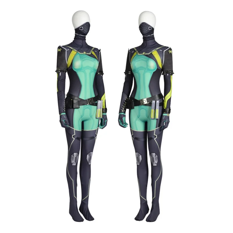 Valorant Cosplay Viper Maschera Cosplay Accessori Costume Stampa 3D Spandex Viper Tuta Tuta Parrucca Set completo