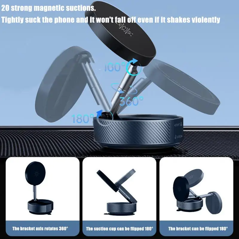 Vacuum Magnetic Phone Holder Foldable Rotatable Cellphone Bracket Portable Vacuum Magnetic Phone Mount Travel Automobile