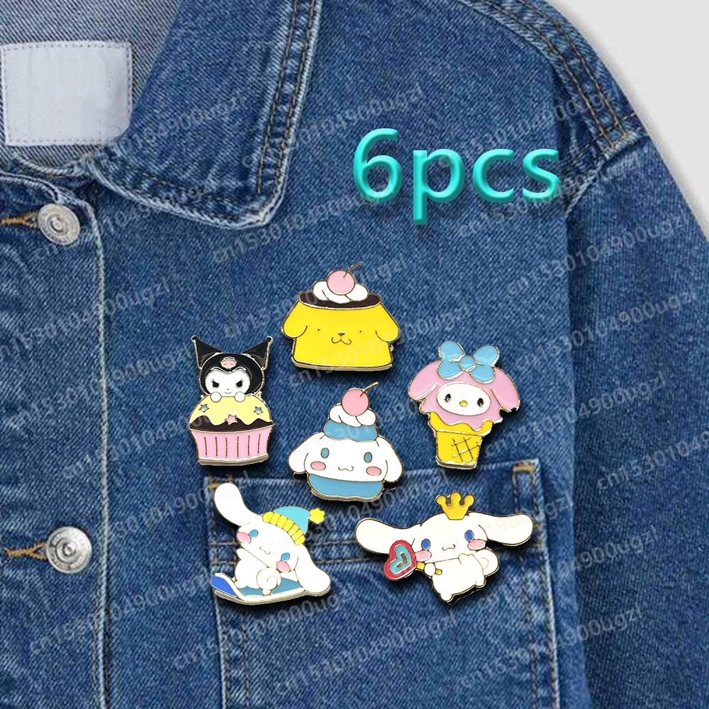 Cute Cartoon Cinnamoroll Brooch Sanrio Animals Series Kuromi Delicate Lapel Enamel Pins Decorative Costumes Souvenir Accessories