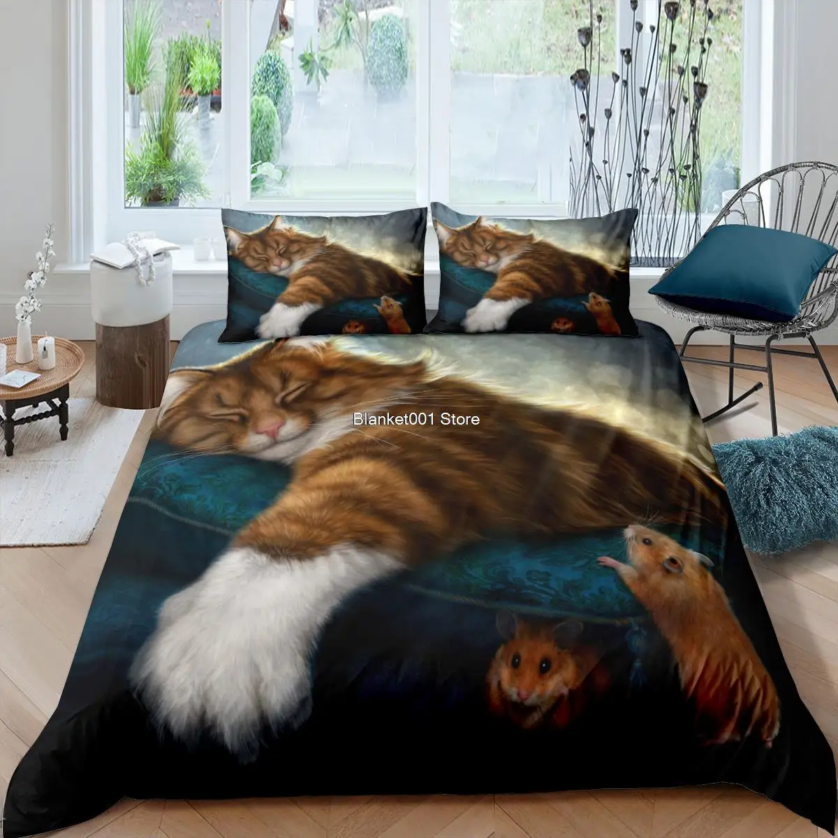 

Nordic Cartoon Cute Cat Pet Animals Bedding Set Funny Comforter Duvet Cover Bed Cover Child Twin Single Size 135*200 Bed Clothes