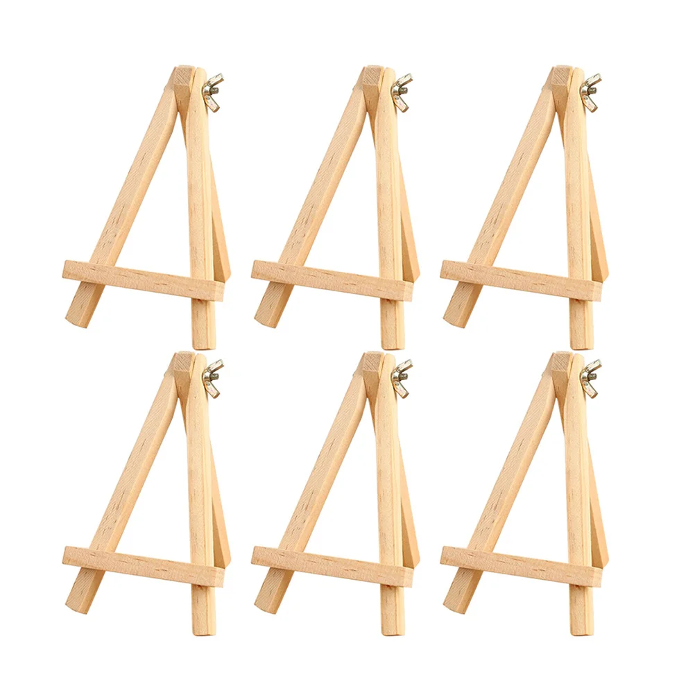 

6Pcs Small Wooden Easel Tabletop Art Display Stands Mini Triangle Frame Photo Frame Bracket Durable for Students