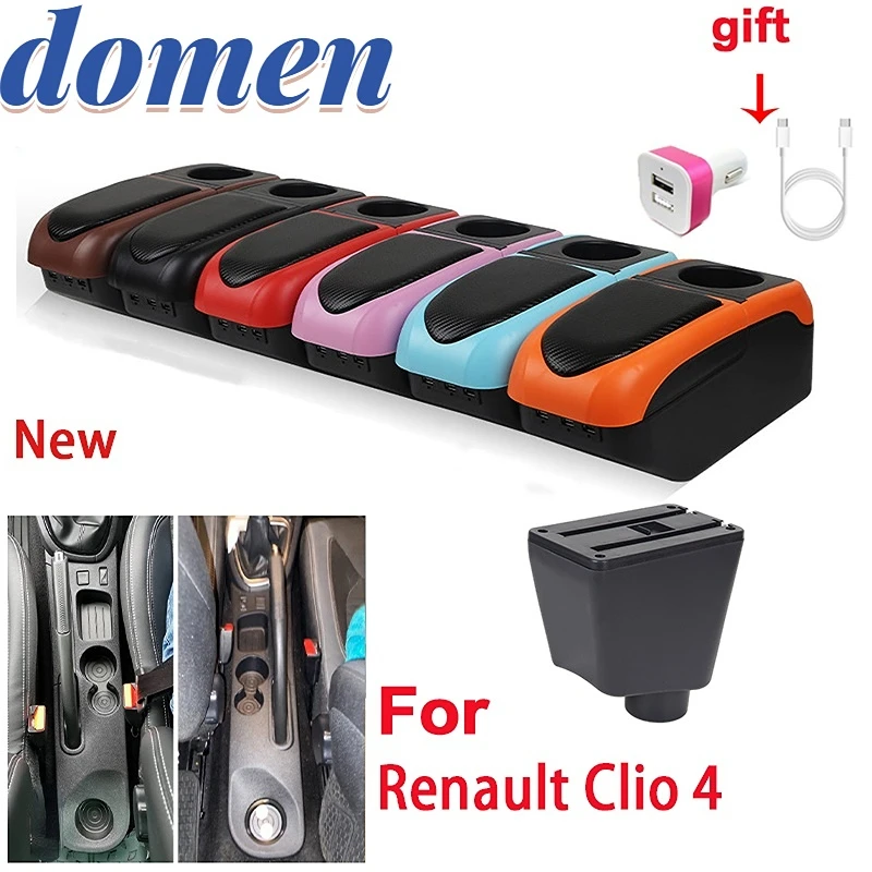 For Renault Clio 4 Armrest For Renault Captur Clio 3 III IV Car Armrest box  Storage box cup holder ashtray USB Car accessories