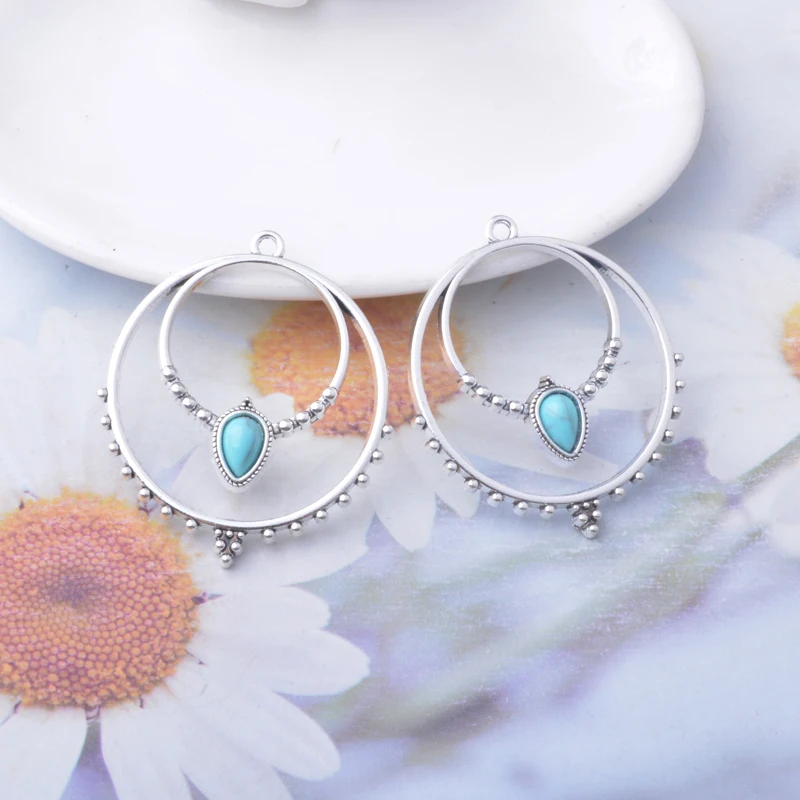 10 Stück runde Vintage-Stil Charms aus Legierung, Anhänger für DIY-Schmuckherstellung, Ohrringe – Detail 5