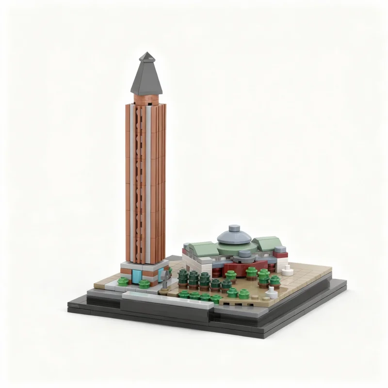 

410PCS MOC Architecture Messeturm Und Festhalle Model Building Block DIY Assembly Display Home Decor Gift Collectible Building