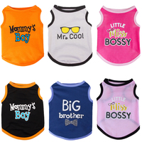 Letter Print Pet Sleeveless Vest for Small Dogs Cozy Cotton Puppy Dog Cat Shirt Cotton Clothes Poodle Schnauzer masoctas Shirts