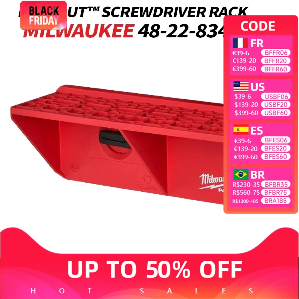 Milwaukee 48-22-8341 PACKOUT Screwdriver Rack Featuring Multi-Size Slots Load Bearing Tool Storage Spare Parts MILWAUKEE Tools