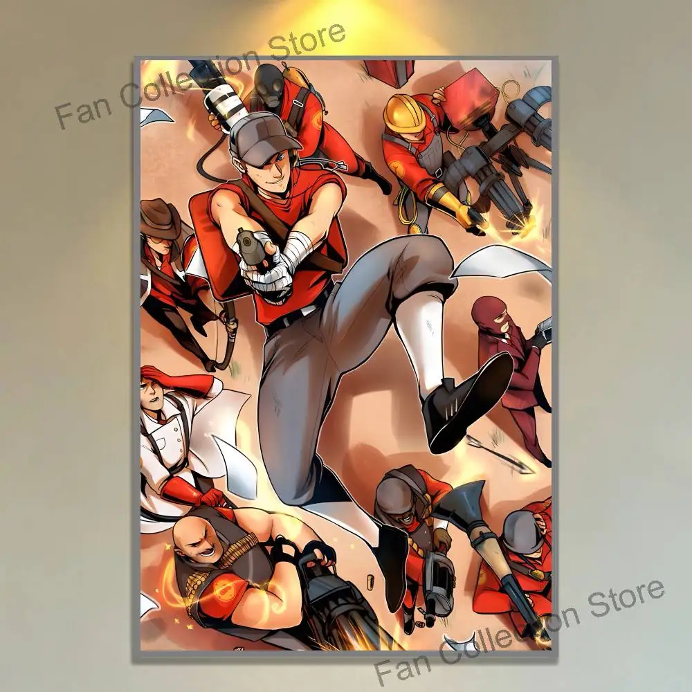 For Scout Pyro Spy Sniper T-Team TF2 Poster Multi-Purpose Wall Art for Living Room Bedroom Office
