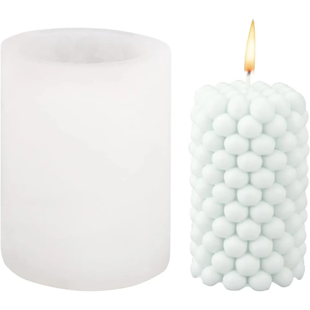 

1pc Cylinder Candle Mold Pillar Shape Mold Column Candle Molds White Magic Cube Geometric Ball Soap