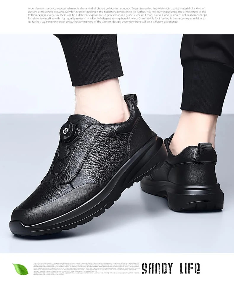 Sportliche Freizeitschuhe für Herren mit Automatikschnallen, bequeme Pendler-Schuhe, mehrlagiges Rindsleder, höhenvergrößerndes Innendesign – Detail 15