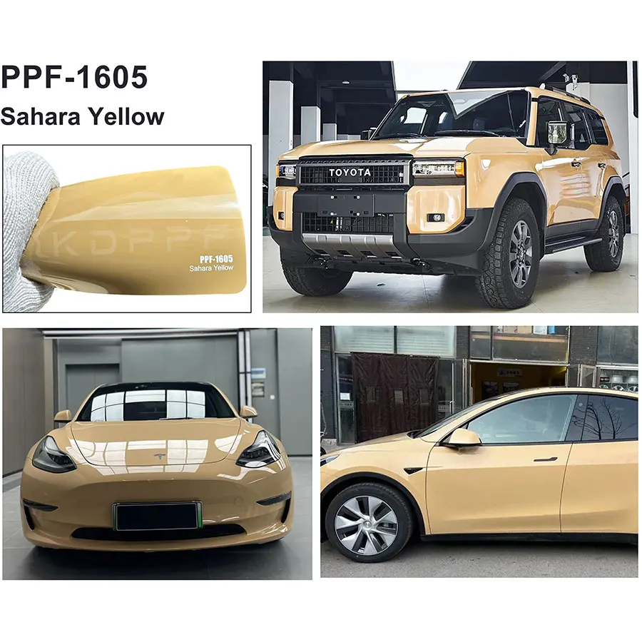 KDPPF Sahara Yellow TPU Self-Healing Car Wrap Super Hot Sale Chameleon Vinyl Body Anpassbare OEM Wrap