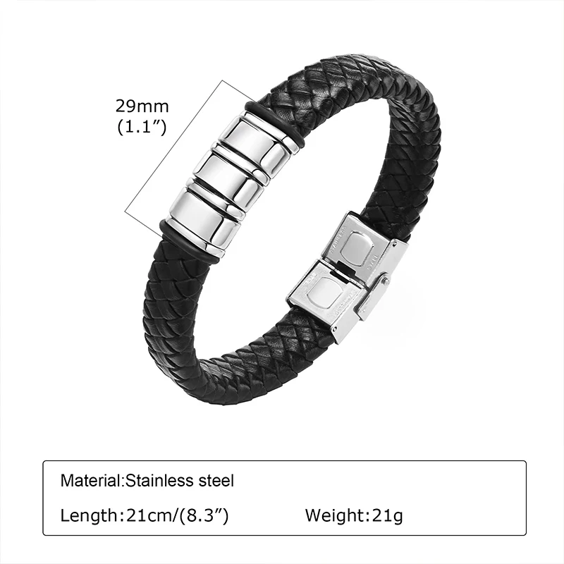 Custom Men Name Bracelets with 2-6 Names Engraved Personalized Leather Braid Bracelets with Family Names Gifts for Dad Father