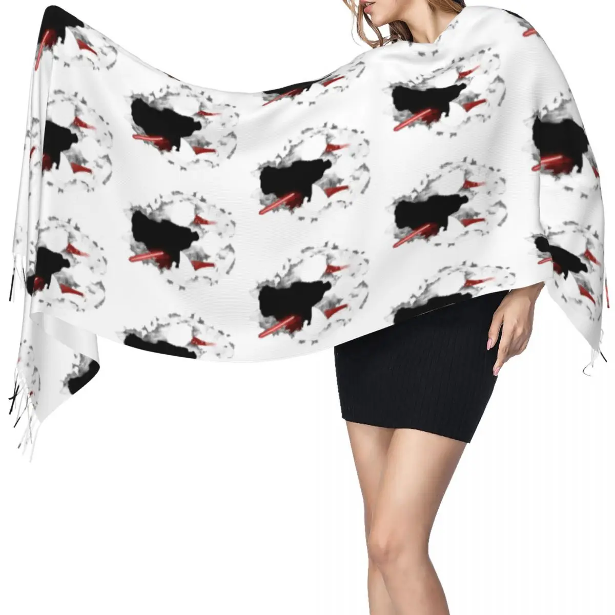 

Шарф Дарт Нихилус, шарфы с кисточками, женские мягкие теплые шали и накидки, длинная осенне-зимняя шаль, накидка