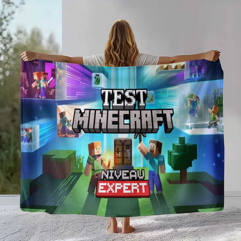 

Классическое фланелевое одеяло с пиксельным дизайном M-Minecraft, ультрамягкое теплое плюшевое покрывало для дома, спальни, кровати, дивана, пикника, кемпинга