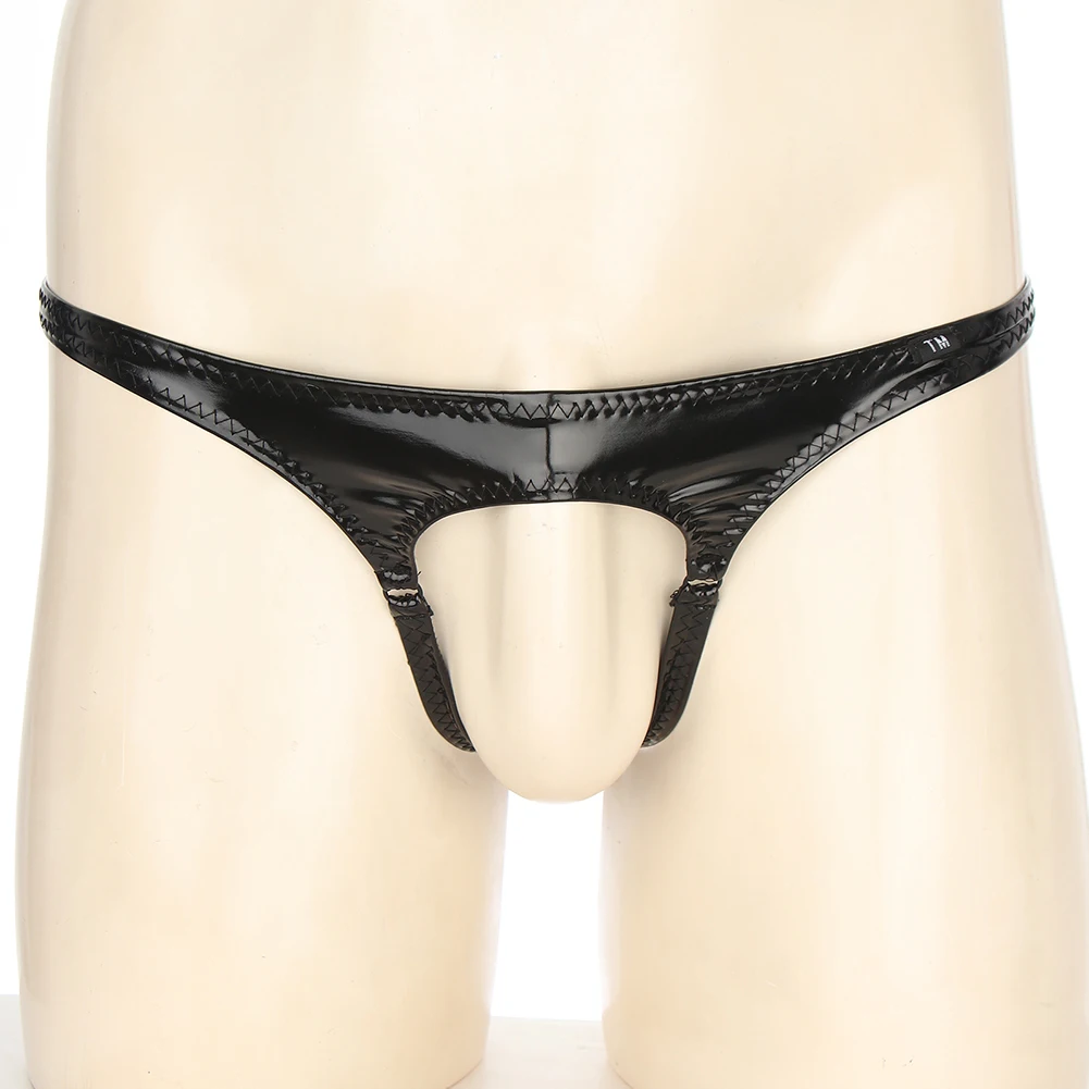 

Mens Sexy Exposed Cock G String Bikini Breathable Black Underwear Mini Bikini Panties T-Back Briefs Open Front Hole Thongs