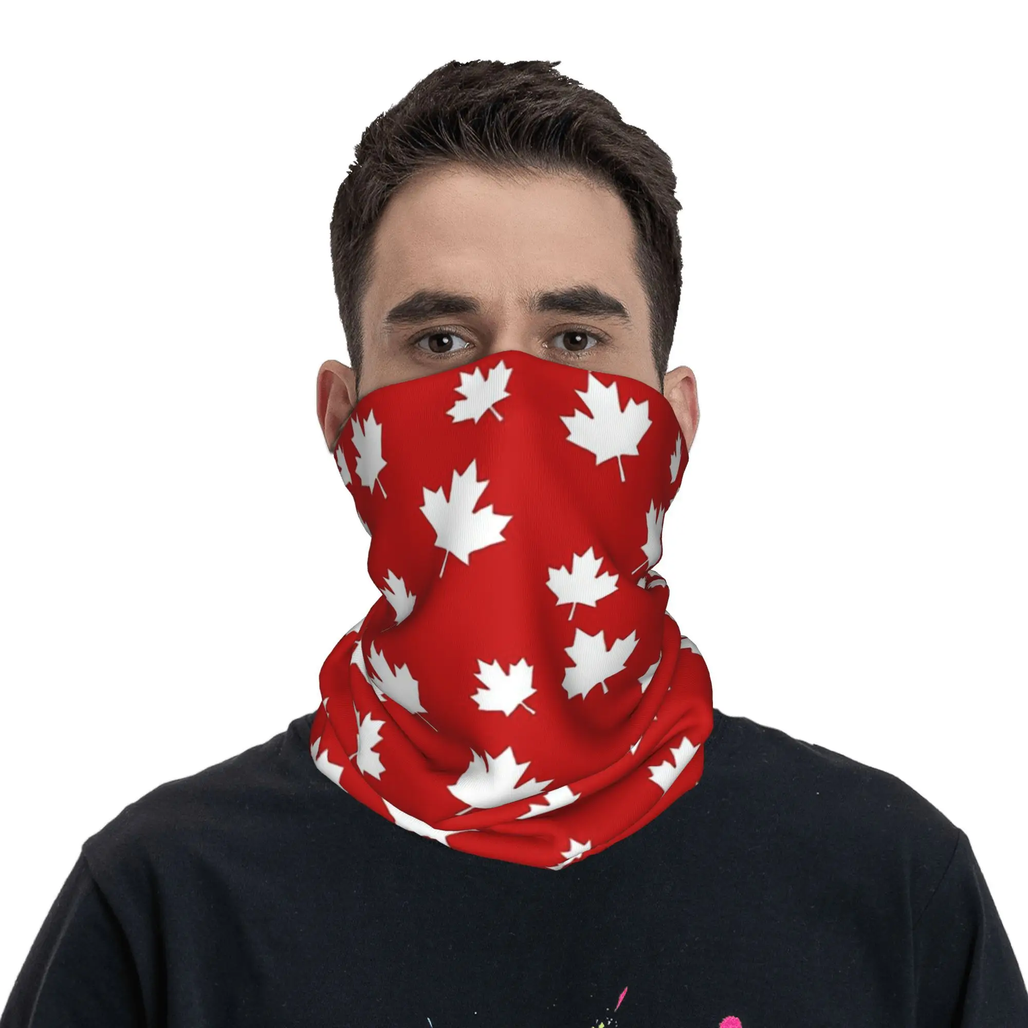 カナダメープルリーフ旗バンダナネックゲートルプリントマジックスカーフ多機能サイクリングスカーフアウトドアスポーツ男性女性大人