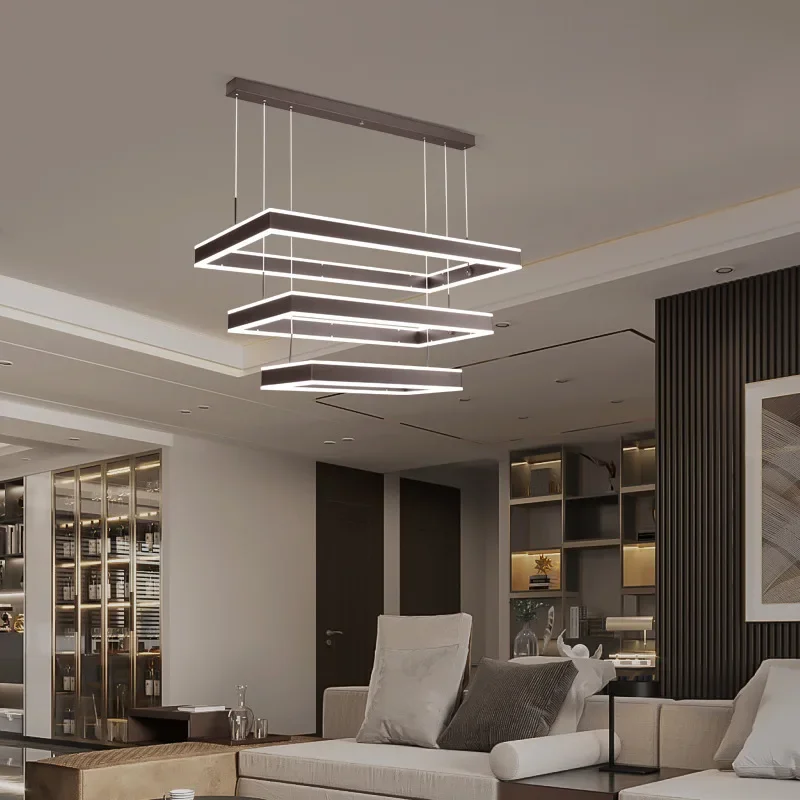 Modern Minimalist Living Room Chandelier Creative Led Dining Room Chandelier Atmospheric Rectangular Nordic Lamps Bedroom Lamp