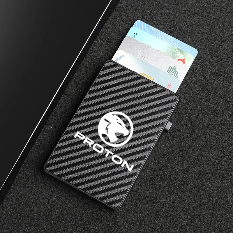 

For Proton Exora Iriz Persona Saga Waja Wira X50 X70 Preve Savvyin Car Anti-theft Carbon Fiber Bank Credit Pop Up ID Card Holder