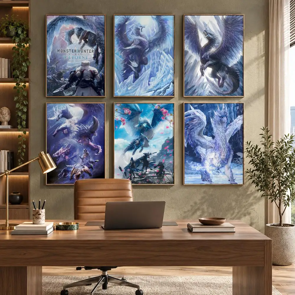 Game M-Monster Hunter Poster HD Waterproof Wall Decal for Study, Living Room & Garage, DIY Great Gift for Fans