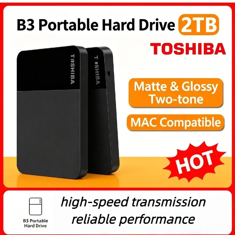 Original Toshiba B3 External Portable Hard Disk USB3.0 1TB 2TB 2.5" External Hard Drive For Mac Windows Laptop Android Device