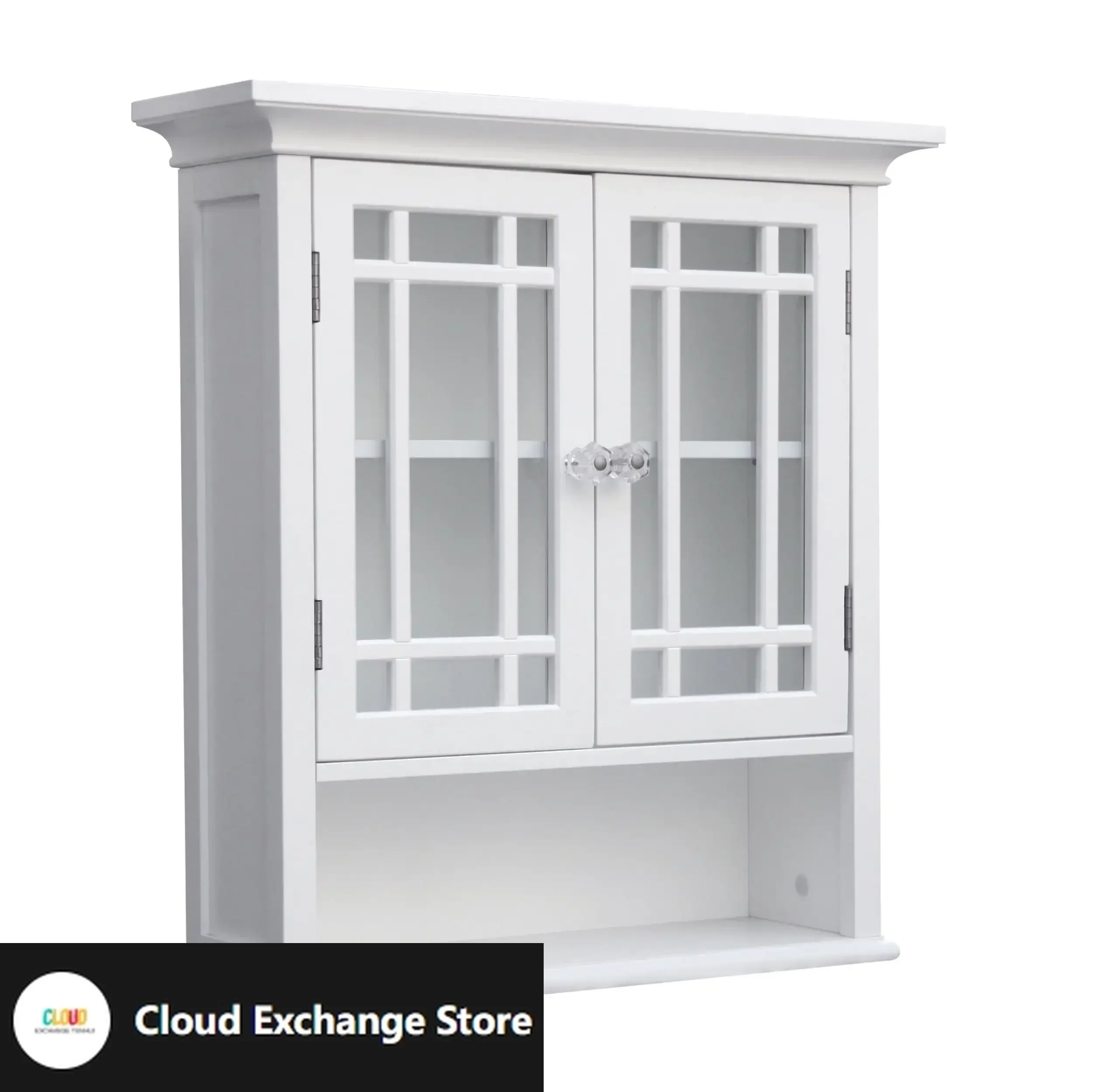 

Neal Wooden Wall Cabinet with 2 Glass Doors, White