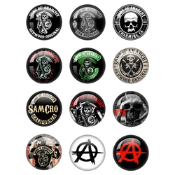 2023 New Sons Of Anarchy LOGO Freedom Symbol 12mm-40mm Round Glass Demo Back Making Jewelry Fans Charms Jewelry Gifts