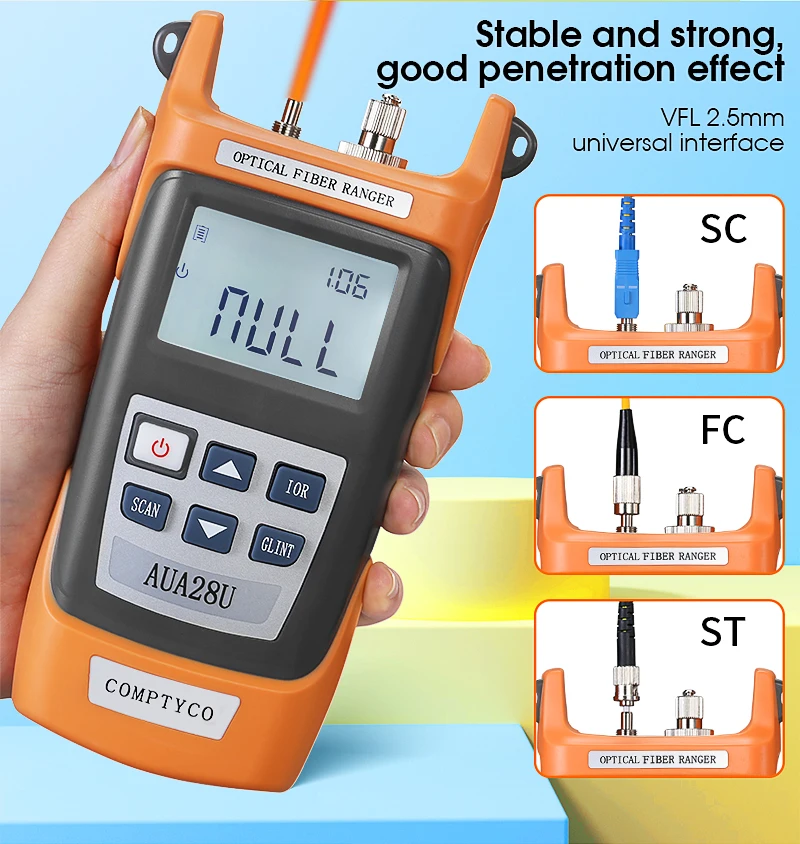 AUA28U Mini 60KM Fiber Optic OTDR Optical Fiber Reflectometer Built in VFL with FC SC Touch FTTH