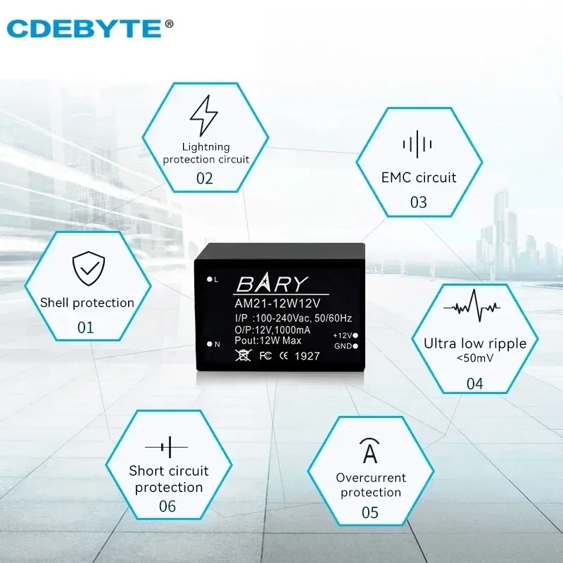 3W/5W/12W/20W/24W AC-DC Buck Power Supply Module DIP CDEBYTE AM21-V Series Wild Voltage Ultra Small Size
