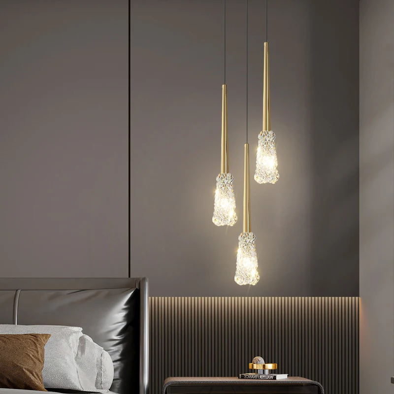 

All copper bedside chandelier bedroom modern minimalist creative light luxury Internet celebrity design sense 2025 new