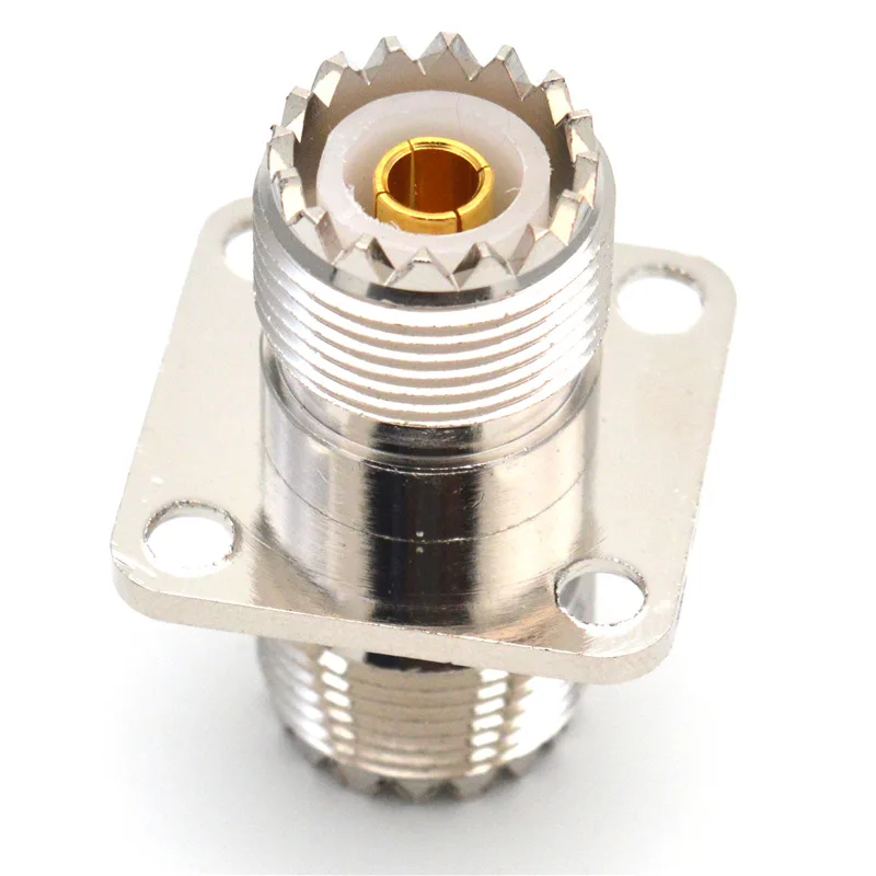 Reines Kupfer UHF-Buchse zu UHF-Buchse 4-Loch-Flansch-Panelmontage-Adapter SO239 PL259 RF-Koaxial-Verbindungskabel-Stecker – Detail 5