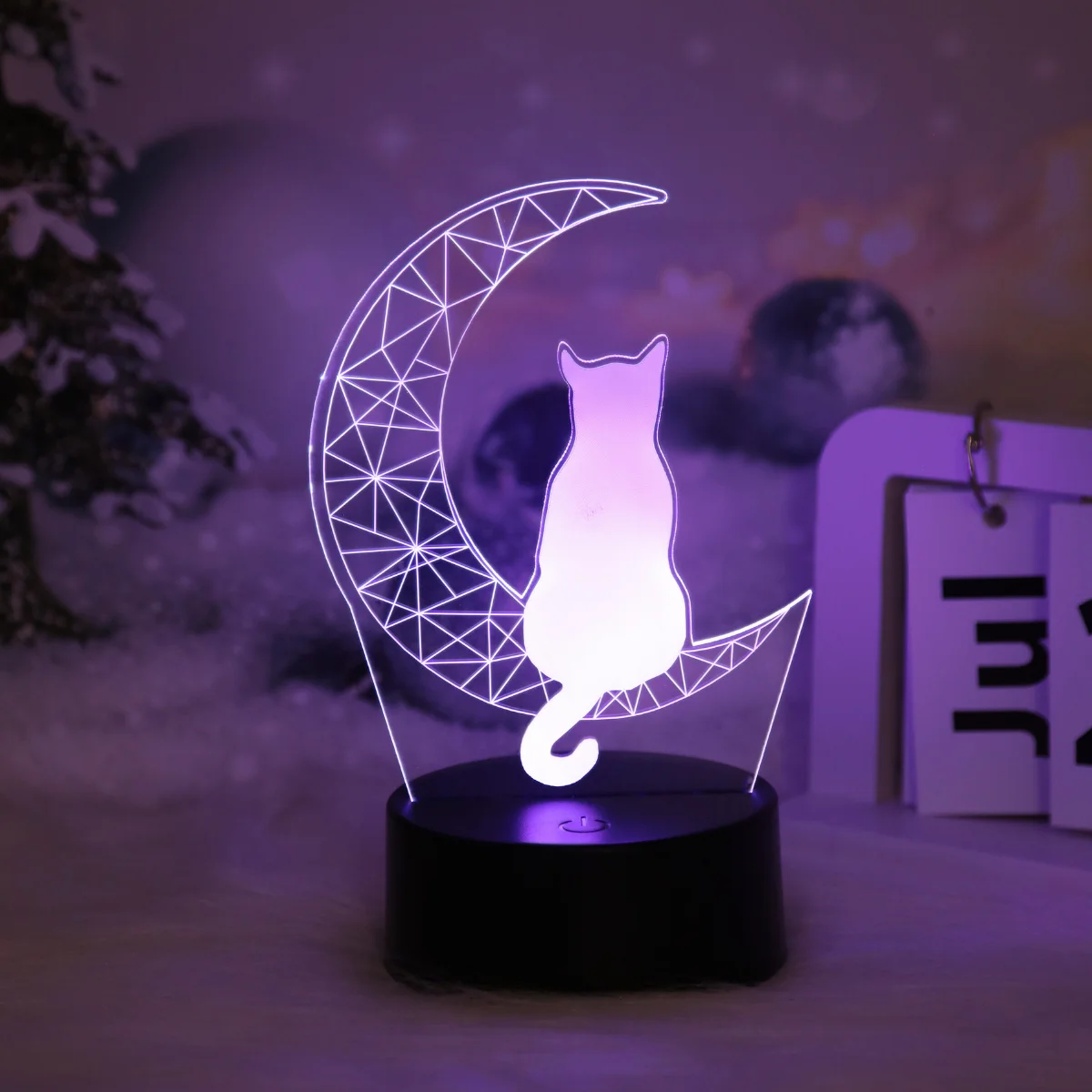 Usb powered 3D illusion night light - touch seven color ambient light, decorative light, bedside lamp, perfect gift light.