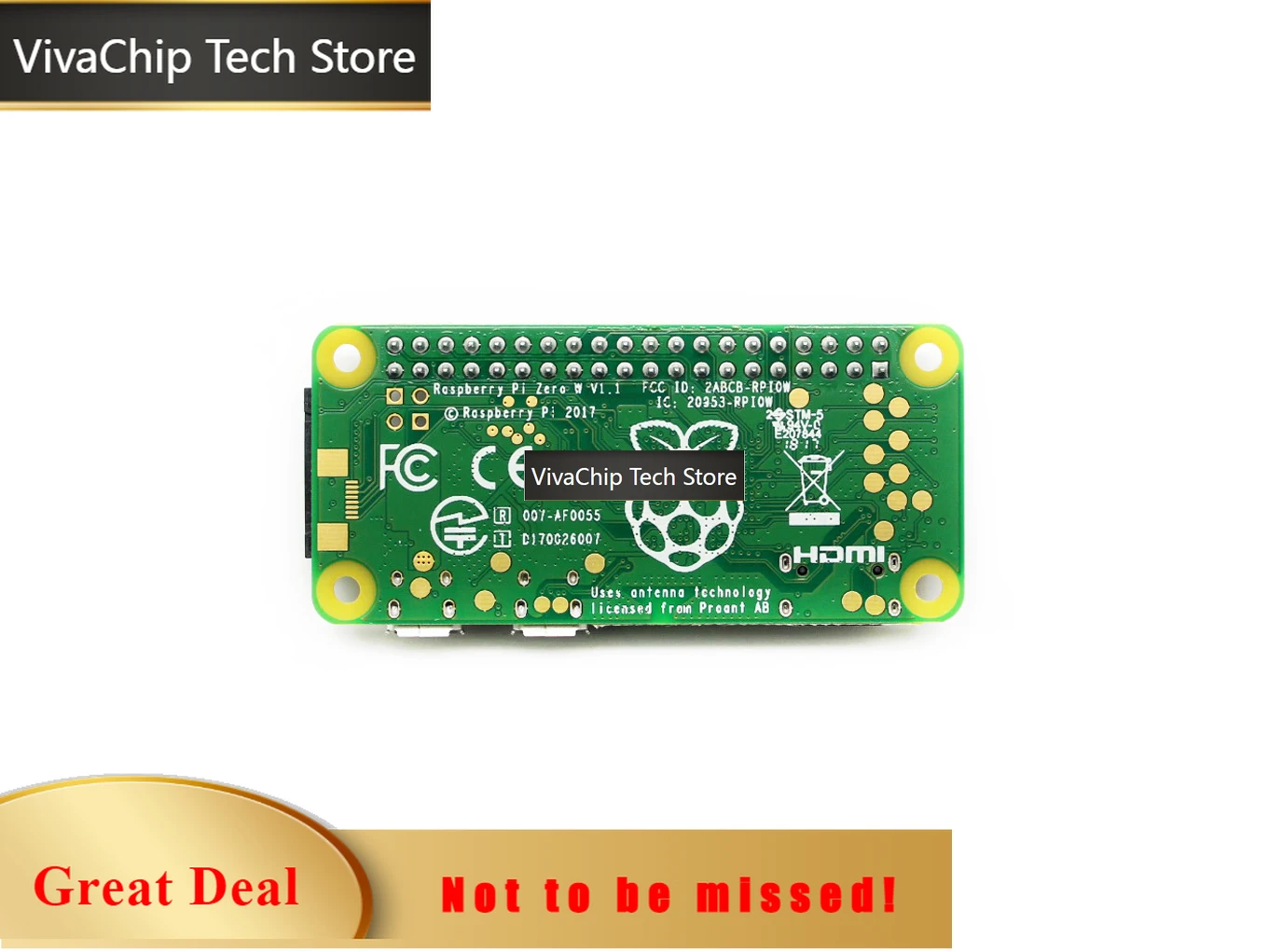 VivaChip TechWaveshare Wholesale In Stock Official Original Onboard WiFi Raspberry Pi Zero WH 512MB RAM Wireless LAN