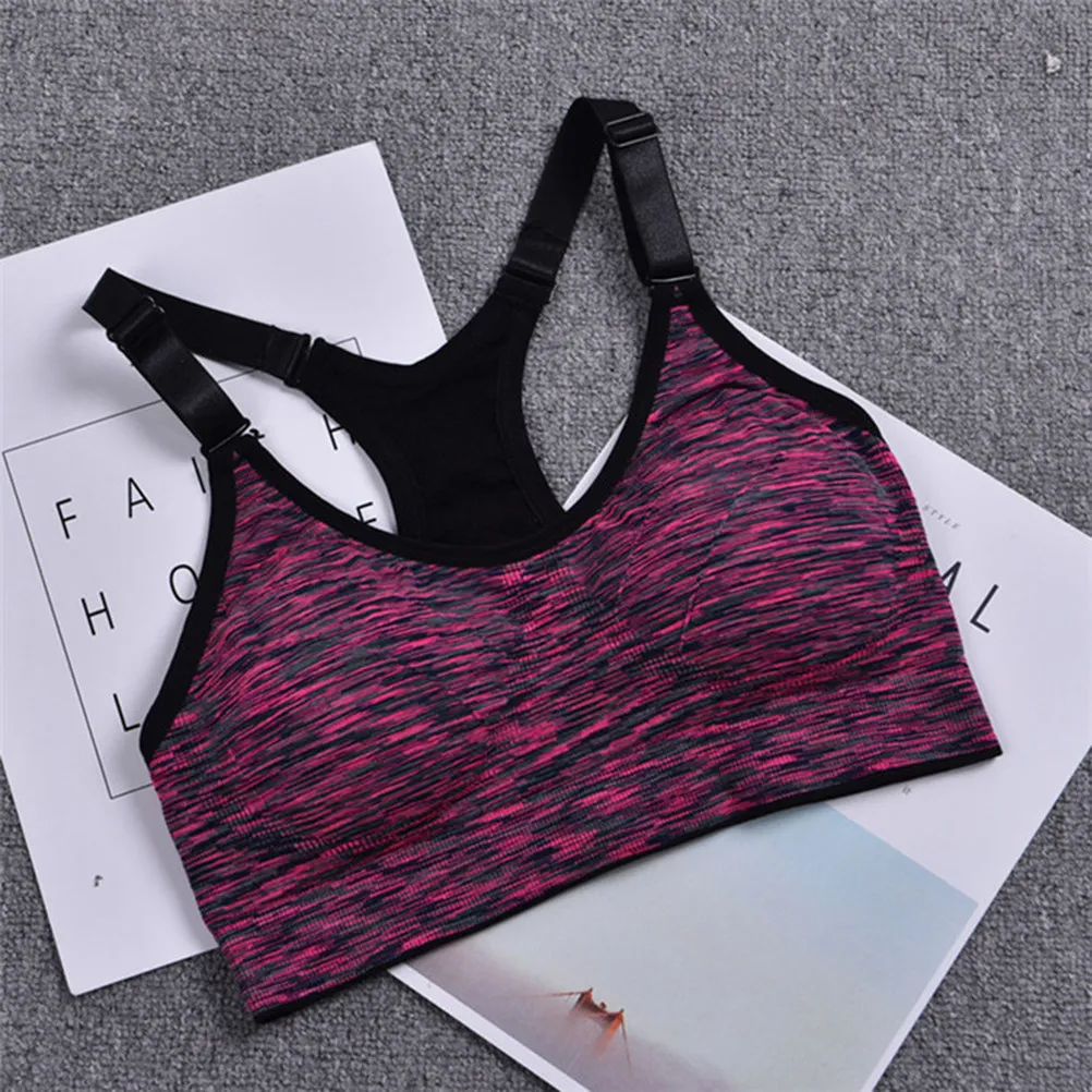 Sports Bra High Impact Seamless Space Dye Wirefree Breathable Shockproof Removable Pads Fitness Gym Yoga Rose Red M