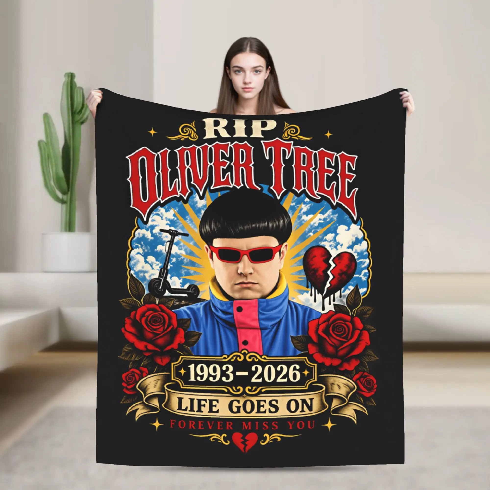 Oliver Tree Rest In Peace 1993 to 2026 Blanket Boy Girl  Flannel Bedding Throws For Outdoor Warm Design Quality Bedspread Gift