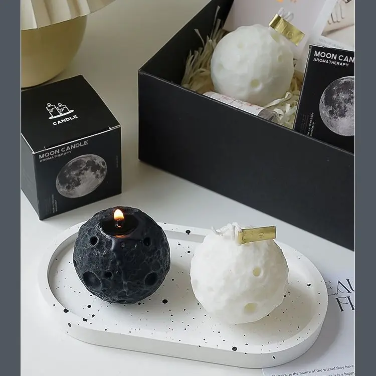 Lunar Aromatherapy Candle Creative Bedroom Mid- Autumn Festival Gifts Souvenir Ebony Agarwood Flavor 3D Moon Home Decoration