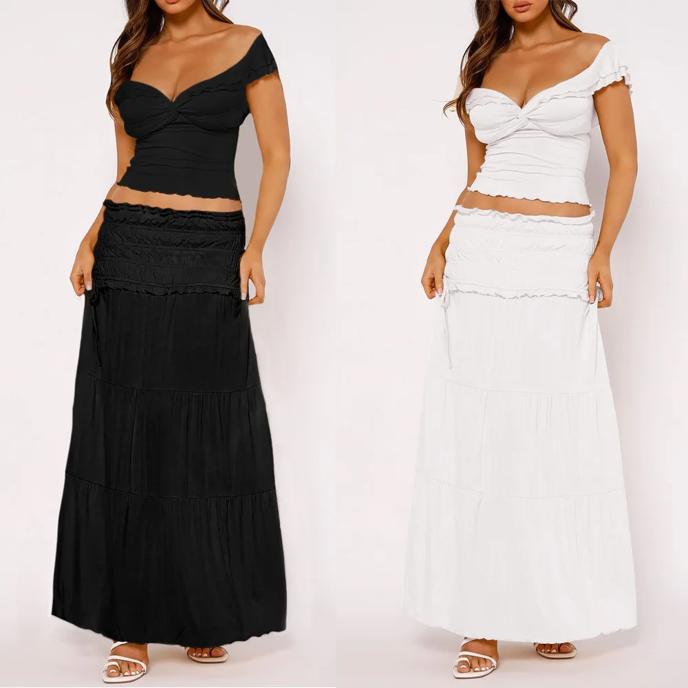 Women's Sexy Ele Two-Piece Jaet with Overskirt Long Skirt Faionable Ensemble Spring 2025 No Brand Registered Trademark