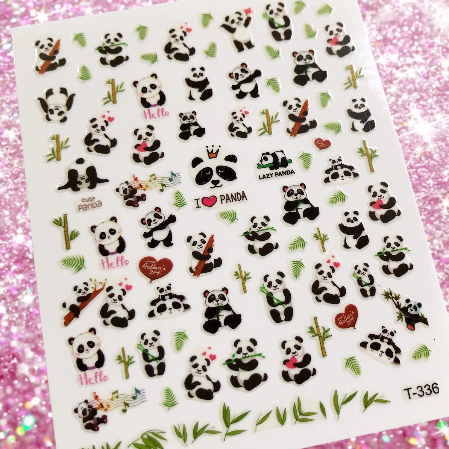 Cartoon Panda 3D Colla posteriore Adesivo per unghie Decorazione per unghie Decorazione per unghie autoadesiva Strumento per unghie Ornamento Impermeabile di lunga durata