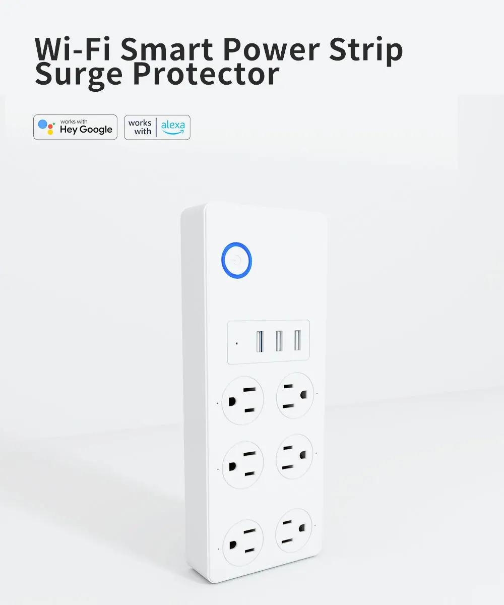 WI-FI SMART POWER STRIP SURGE PROTECTOR WITH 3 USB 6 OUTPUT